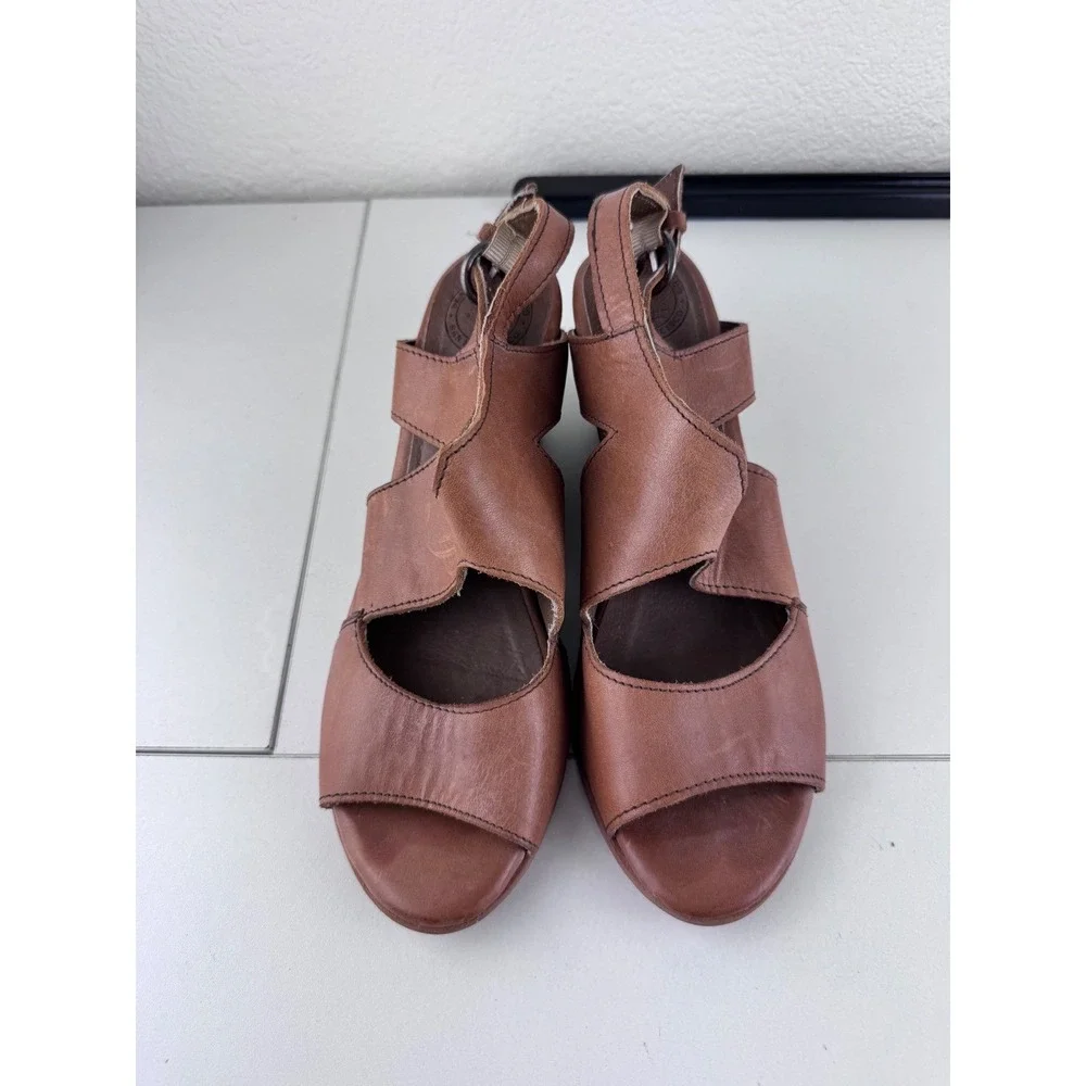 Seal of the Sutro San Francisco Leather‎ Slingback Wedge Sandals Size 7.5 Boho